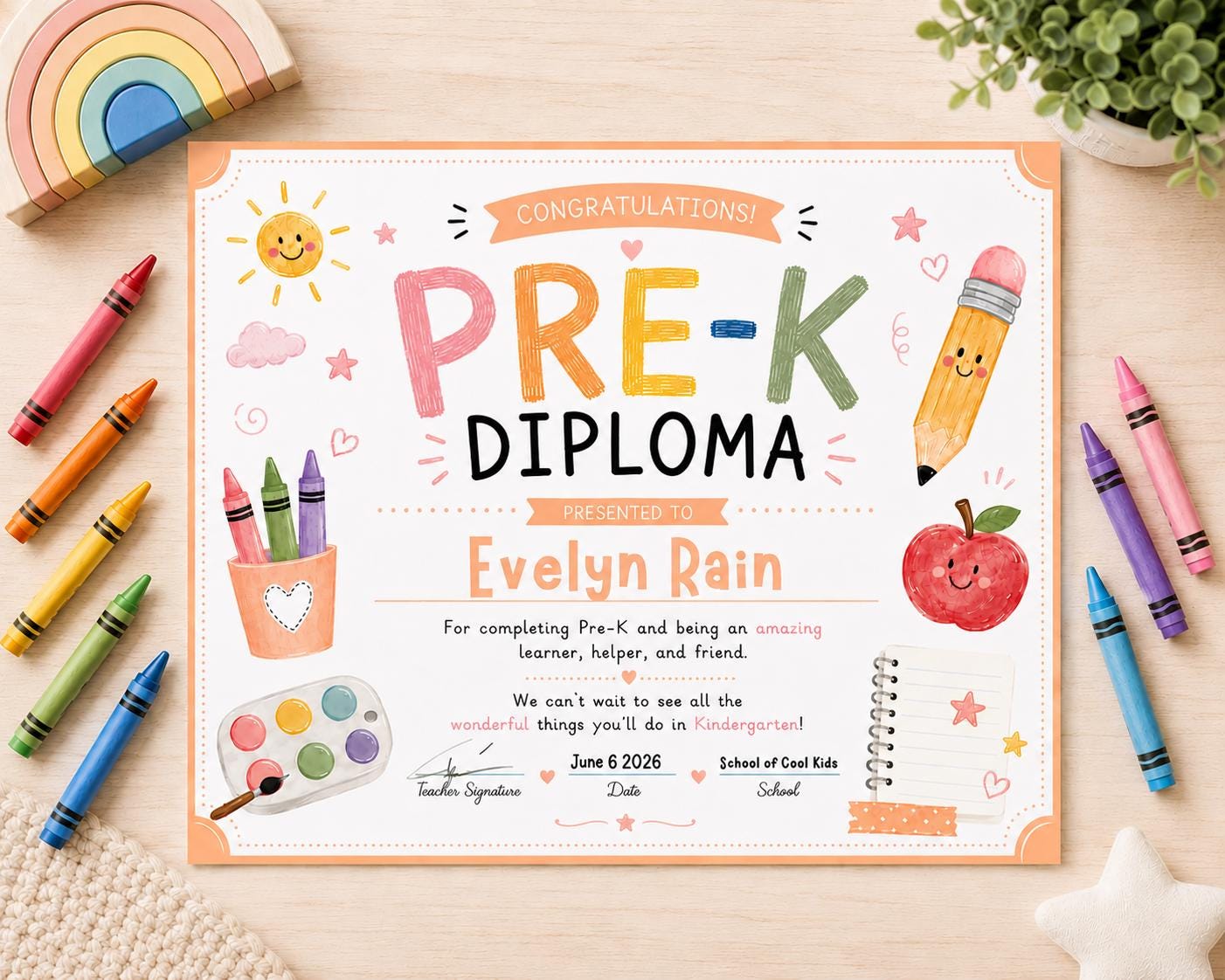 Pre-K Diploma Template Bundle preview 3