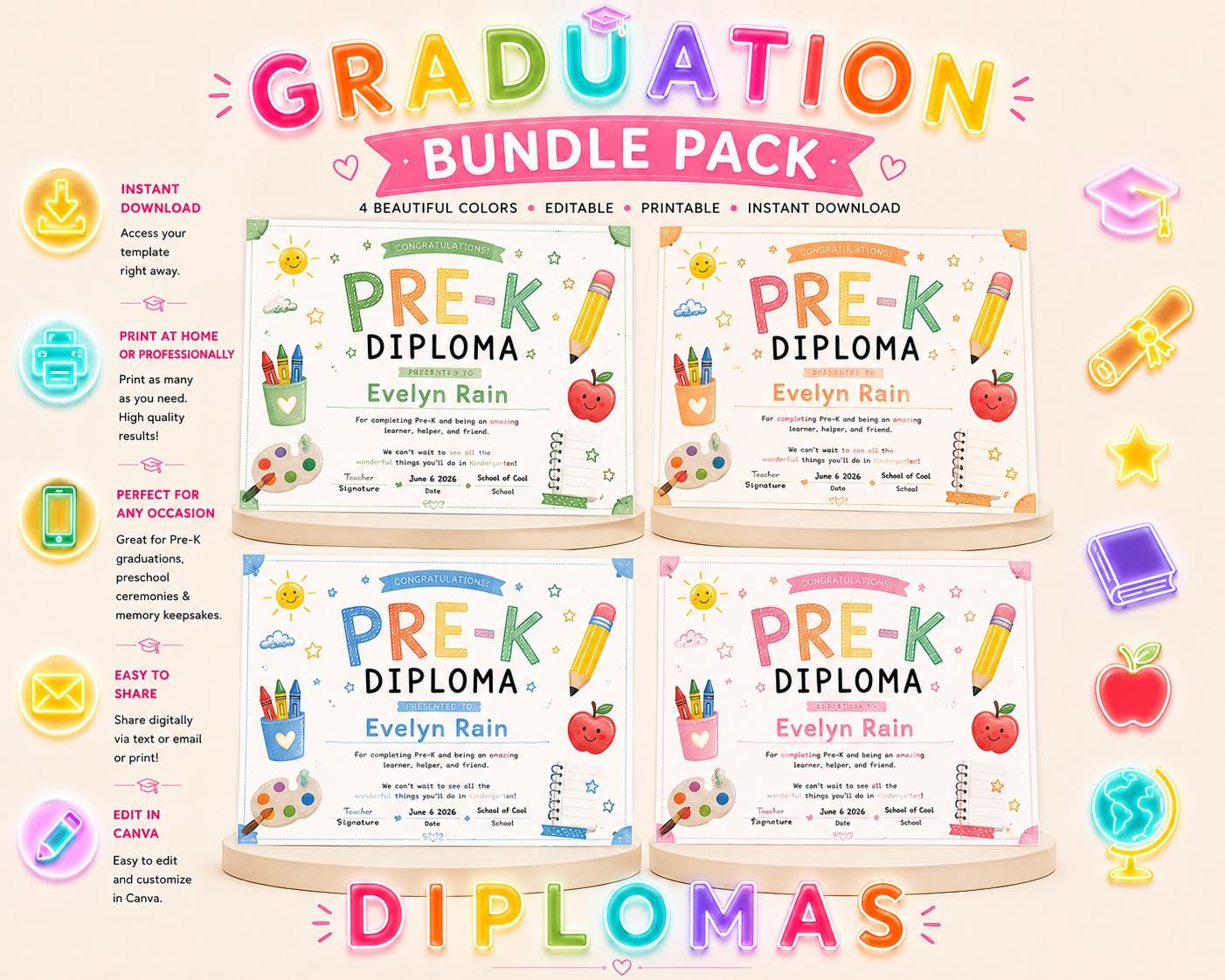 Editable Pre-K Diploma Bundle preview 2