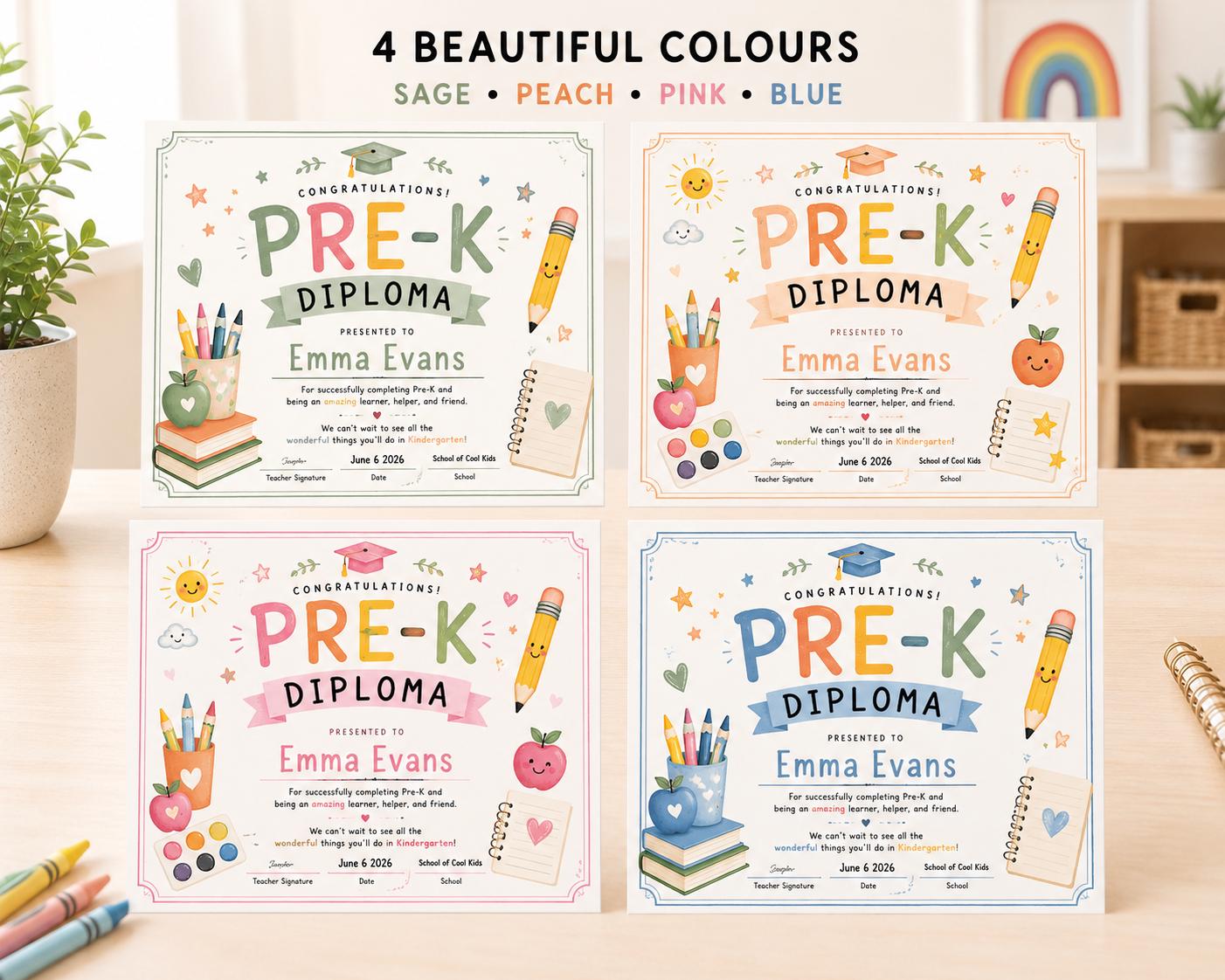 Editable Sage Green Pre-K Graduation Diploma preview 6