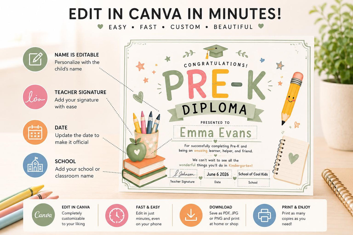Editable Pre-K Diploma Bundle preview 5
