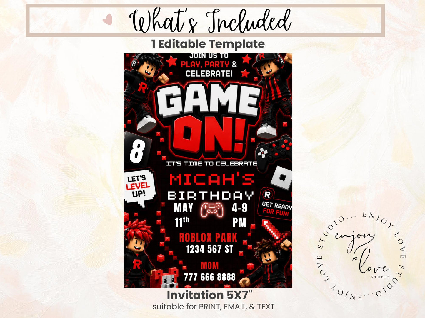 Editable Red Gamer Birthday Invitation preview 7