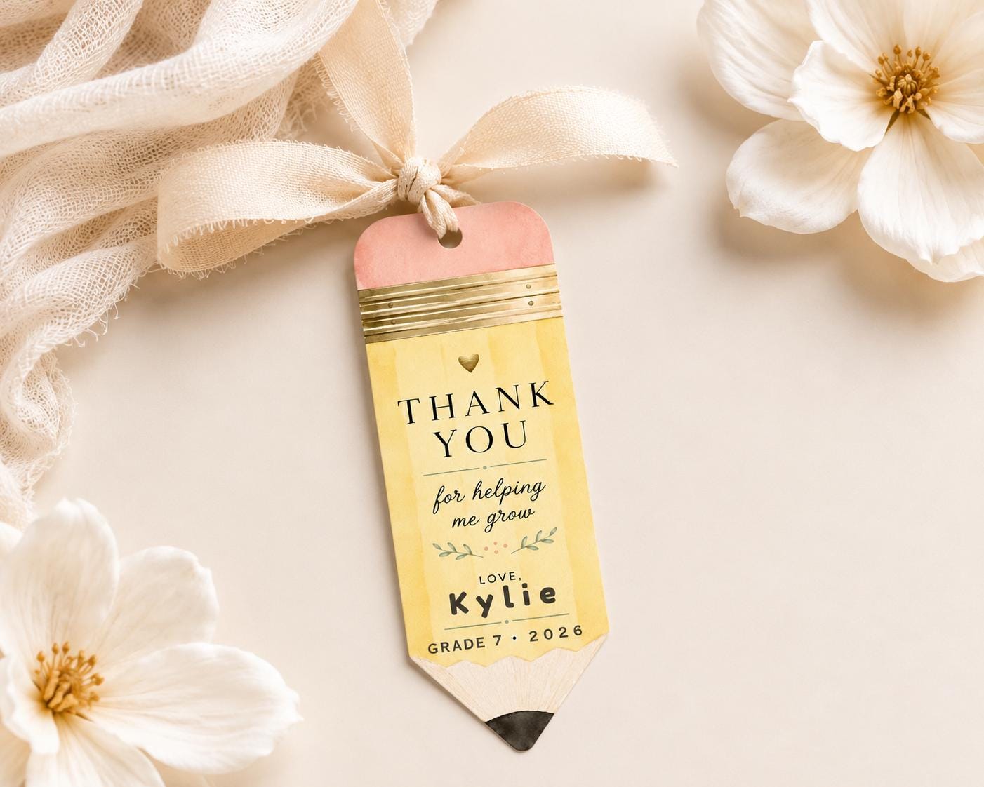 Editable Peach Teacher Thank You Gift Tag preview 2