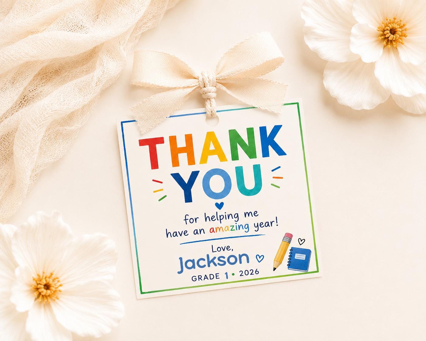 Editable Blue Teacher Thank You Gift Tag preview 2