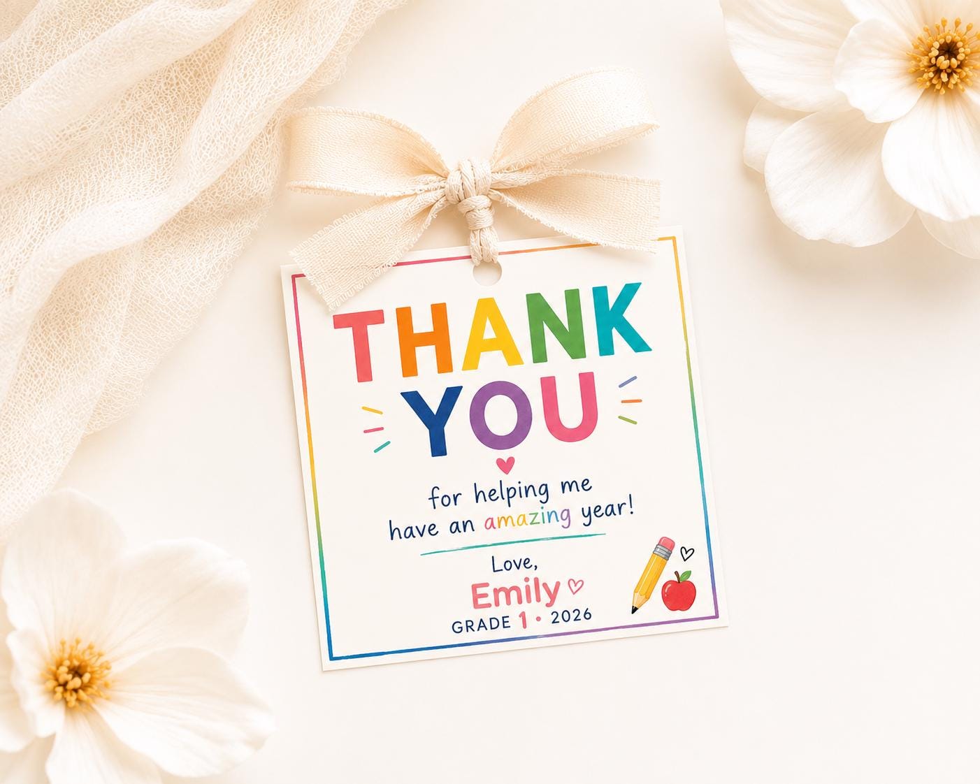 Editable Pink Teacher Thank You Gift Tag preview 2