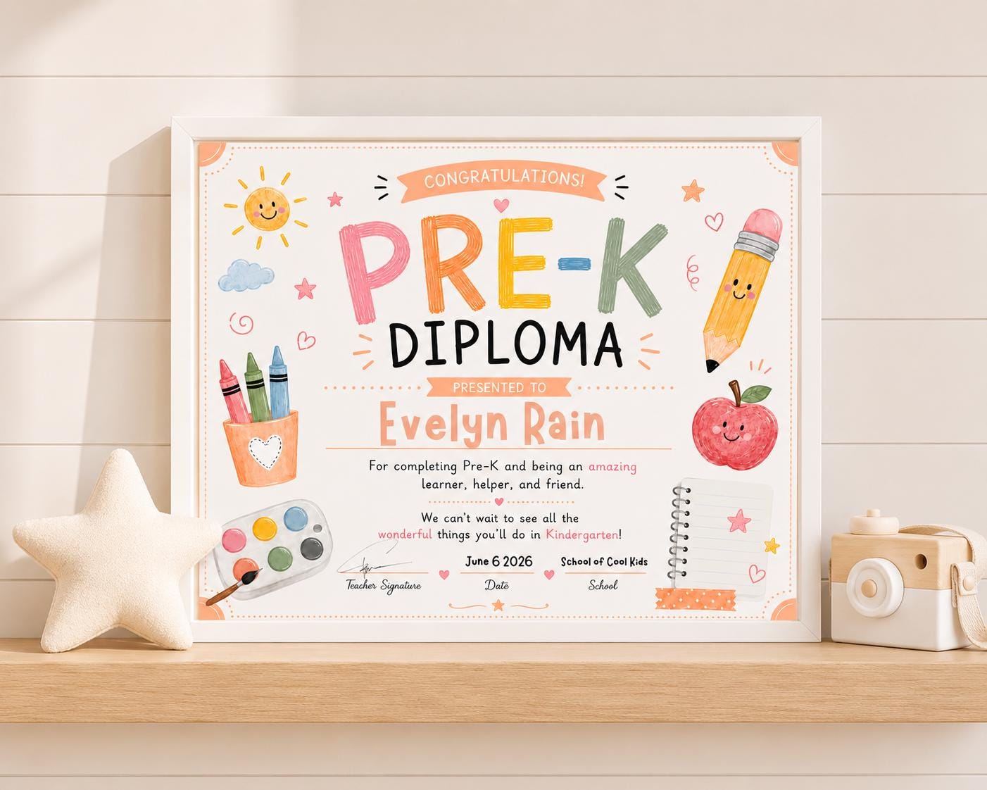 Pre-K Diploma Template Bundle digital product