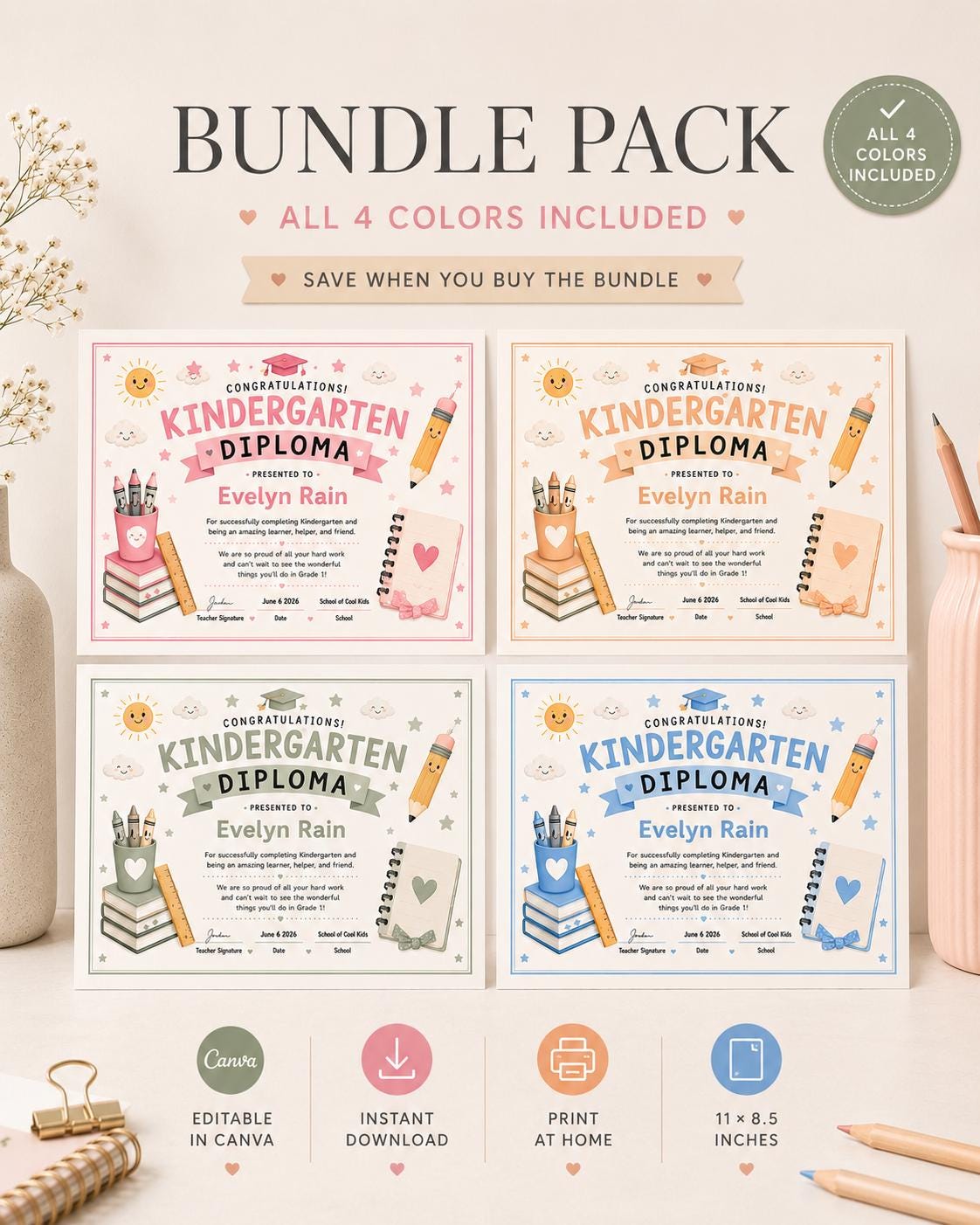 Editable Kindergarten Diploma Bundle preview 6