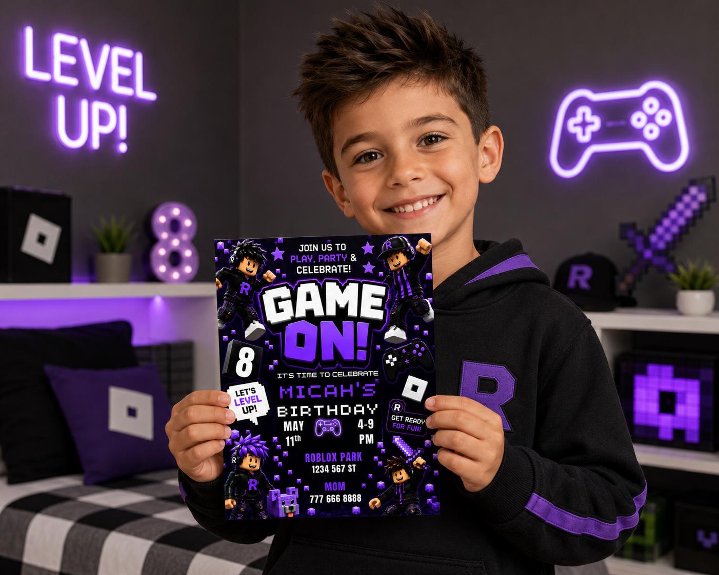 Roblox Gaming Birthday Invitation preview 5