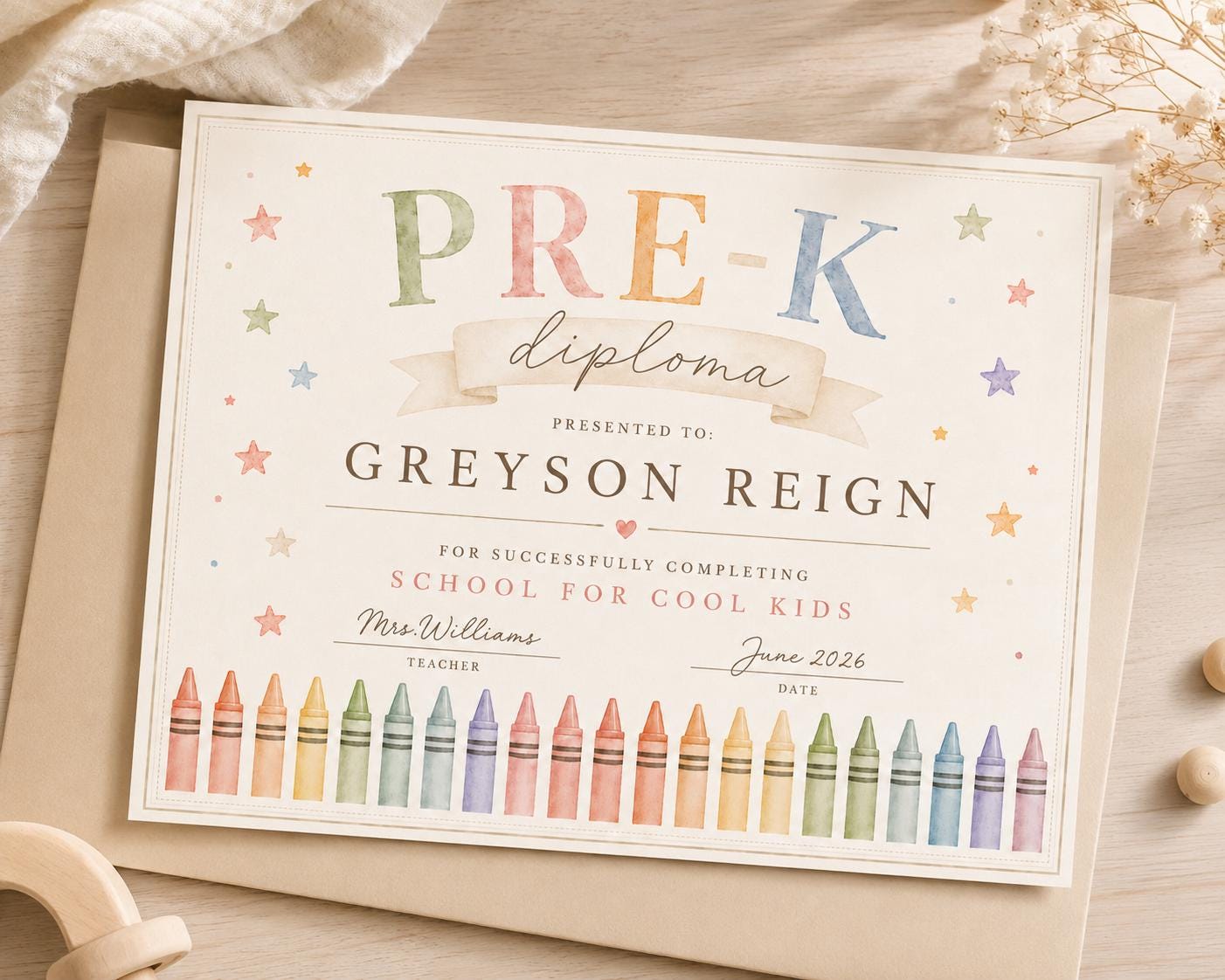 Editable Pre-K Graduation Diploma preview 3