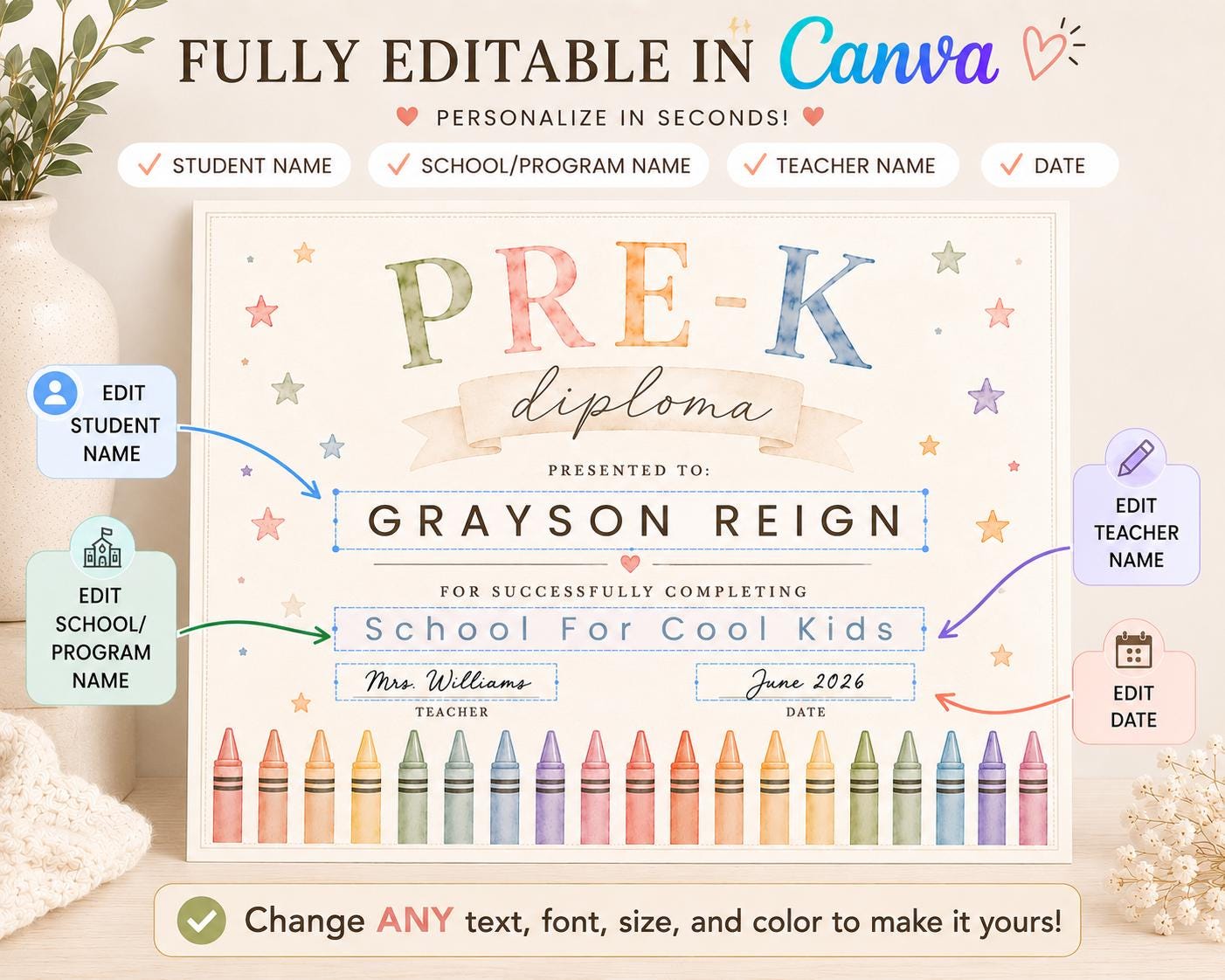 Editable Pre-K Graduation Diploma preview 5