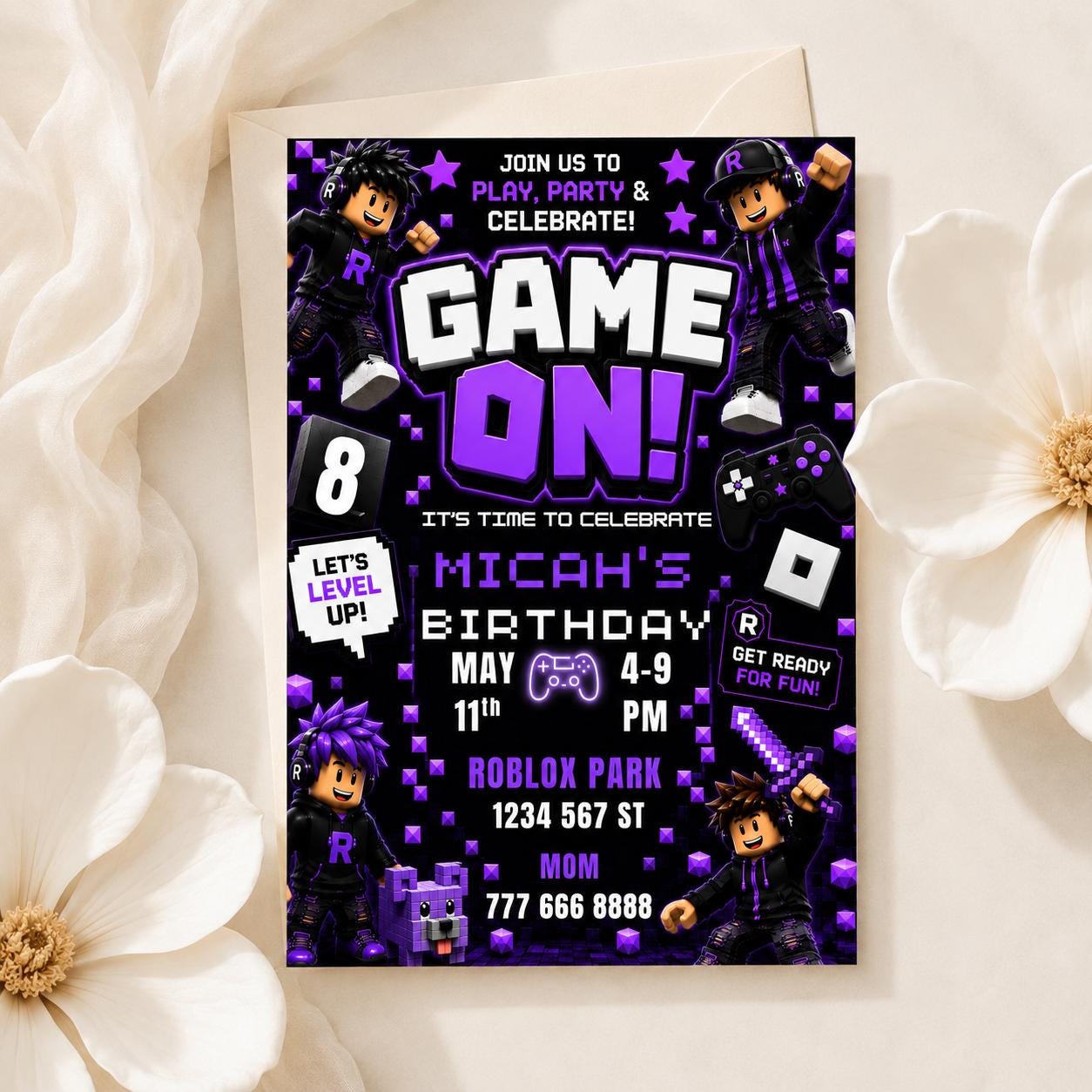 Roblox Gaming Birthday Invitation preview 2