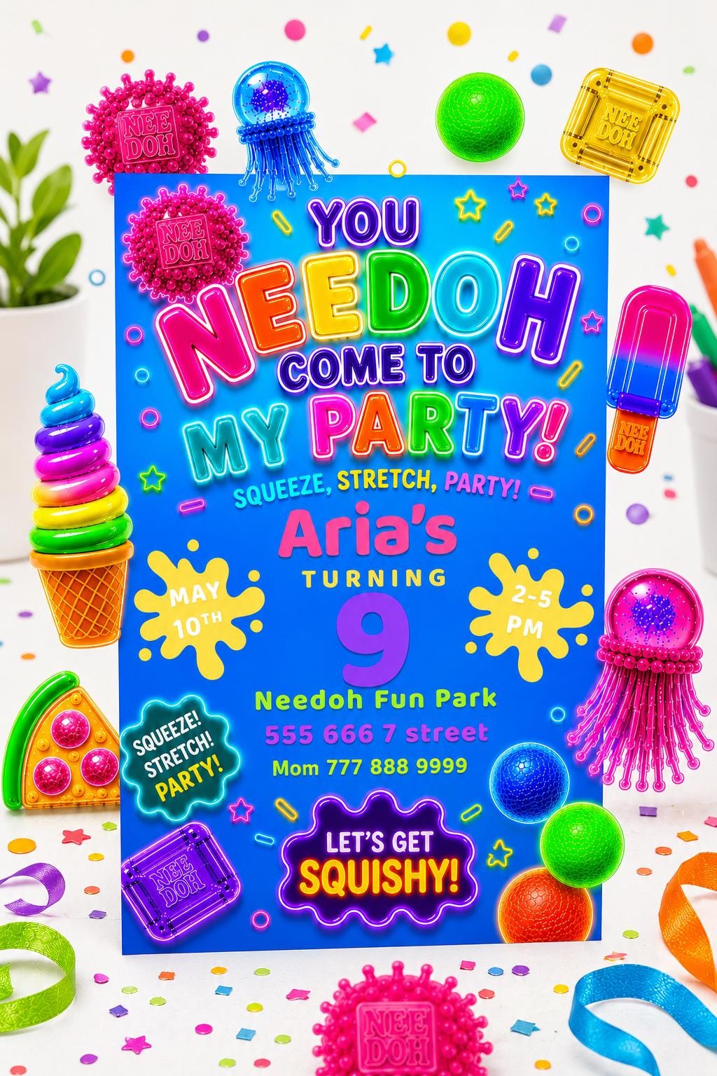 Squishy Stress Ball Birthday Invitation preview 4