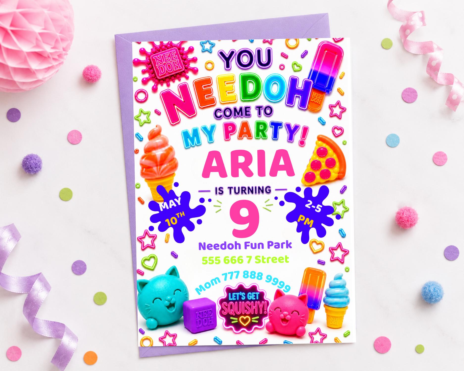 NeeDoh Squishy Birthday Invitation preview 4
