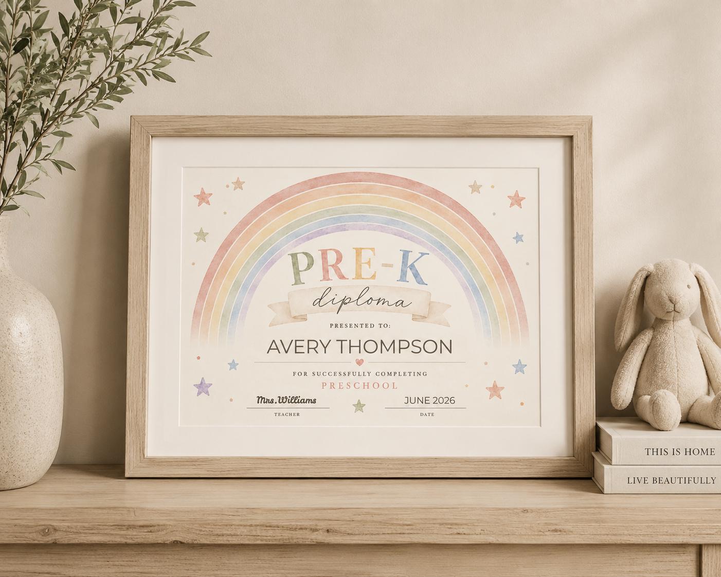 Editable Pre-K Rainbow Diploma preview 4