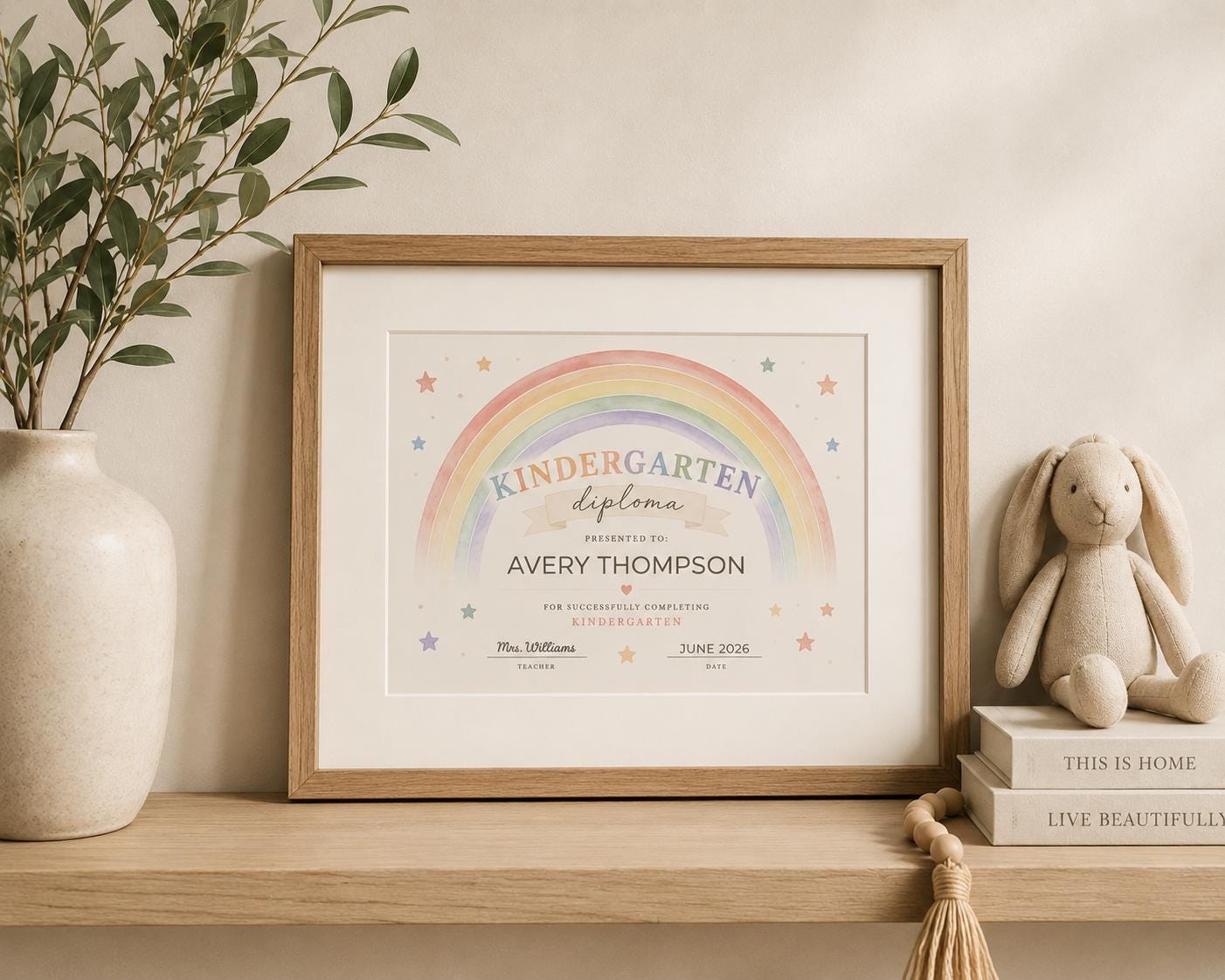 Editable Kindergarten Rainbow Diploma preview 3