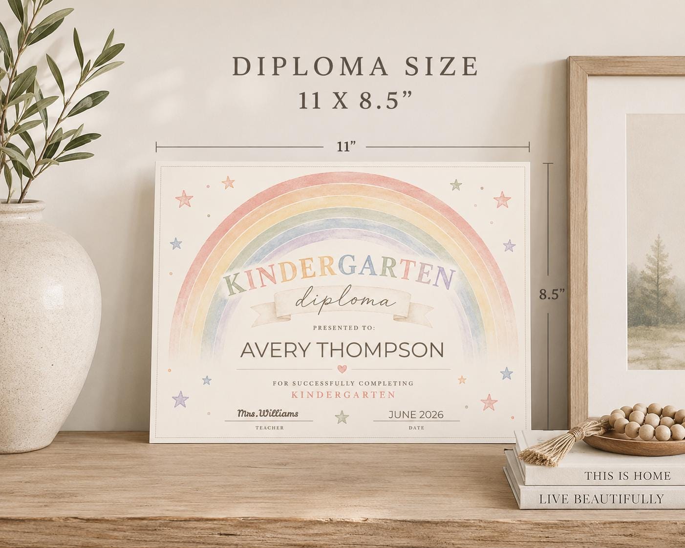 Editable Kindergarten Rainbow Diploma preview 5