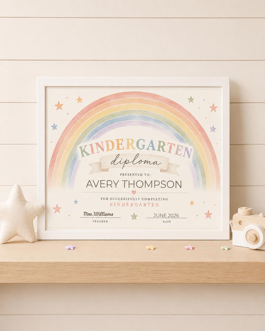 Editable Kindergarten Rainbow Diploma digital product