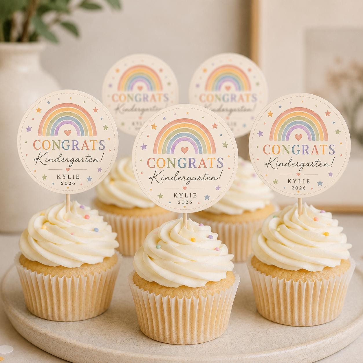Editable Kindergarten Graduation Cupcake Toppers digital product