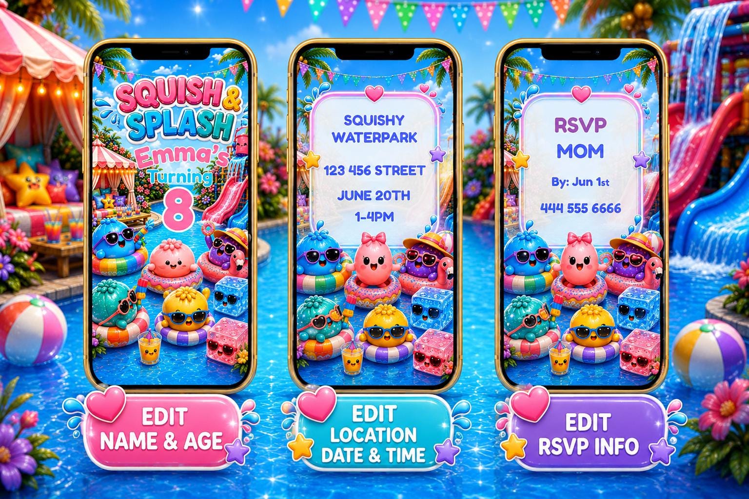 Animated Pool Party Birthday Invitation digital product