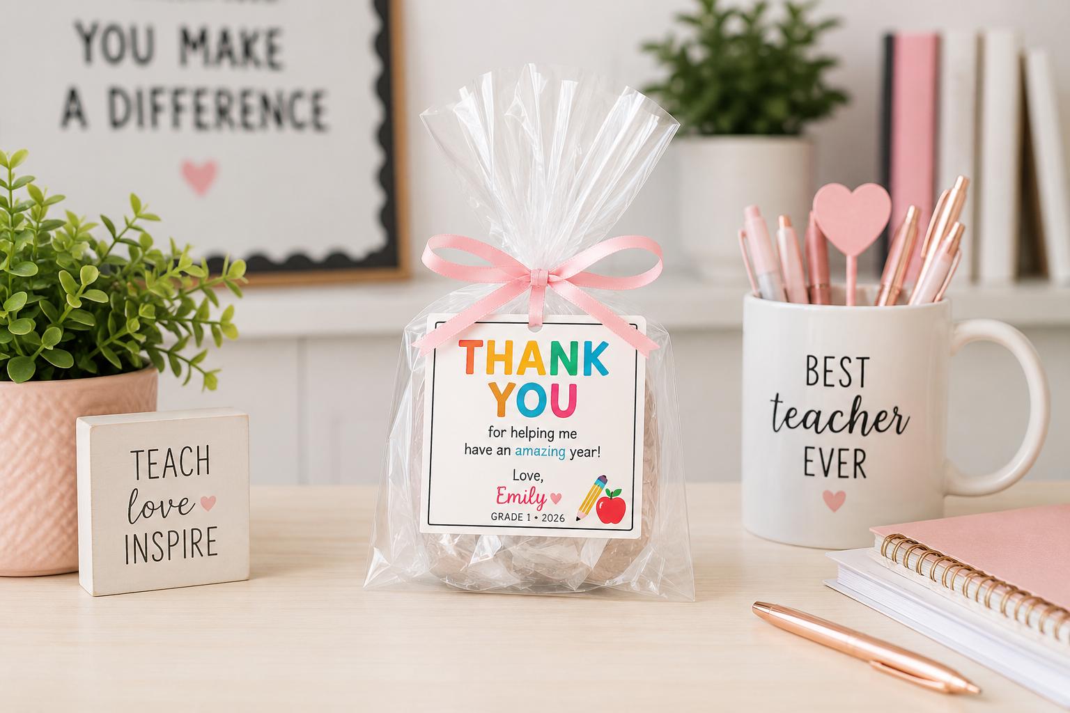 Editable Pink and Blue Teacher Thank You Gift Tag Bundle preview 3