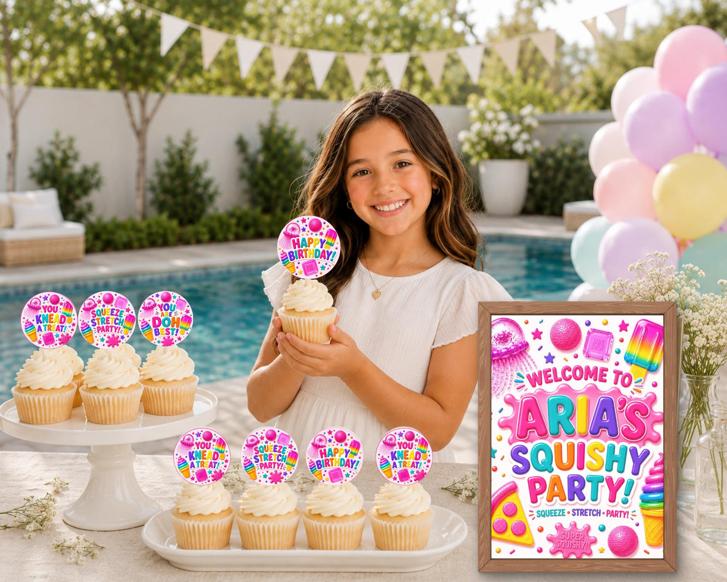 NeeDoh Squishy Birthday Cupcake Toppers digital product