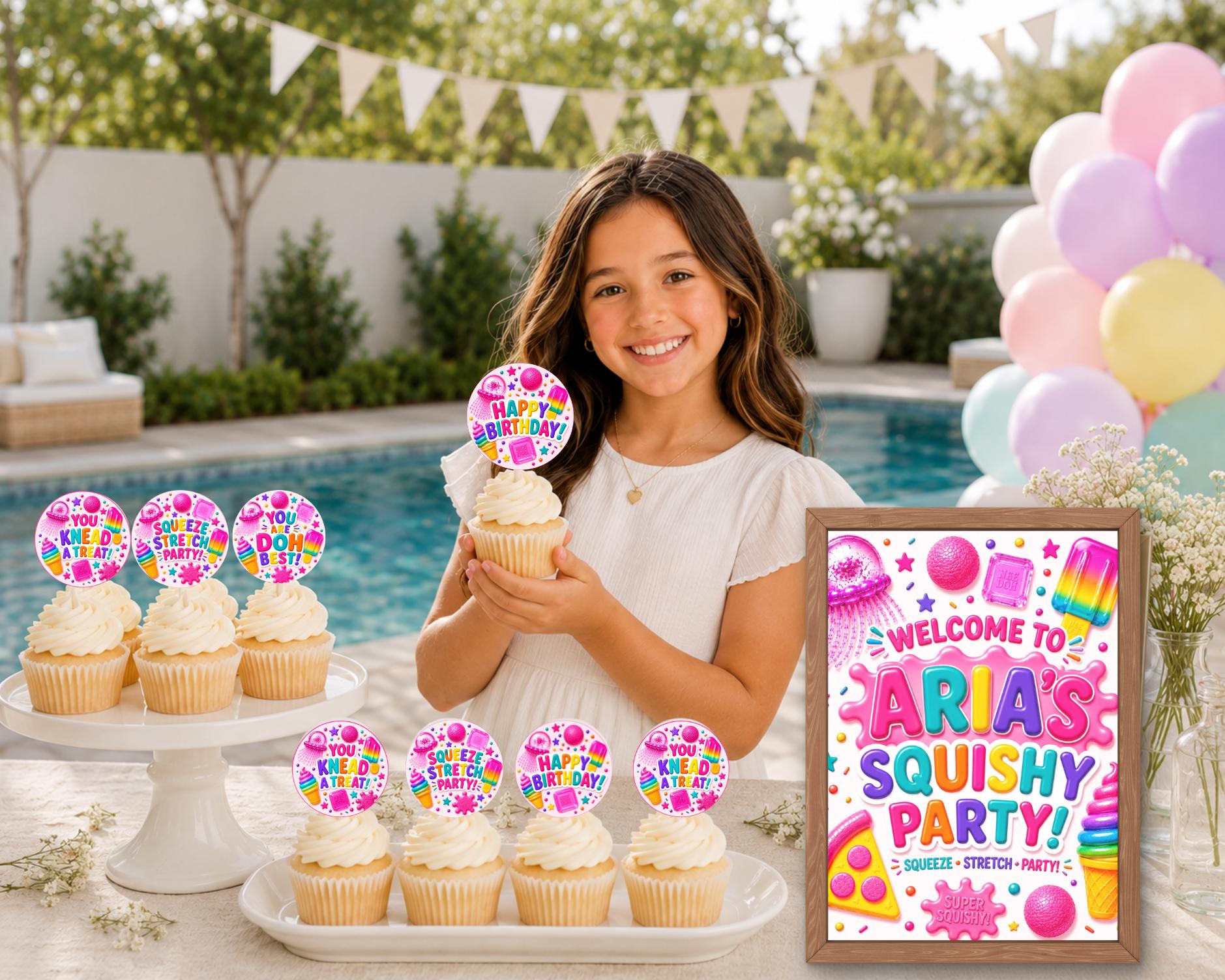 NeeDoh Squishy Birthday Cupcake Toppers digital product