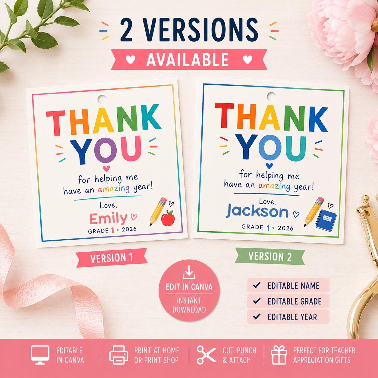 Editable Blue Teacher Thank You Gift Tag preview 7