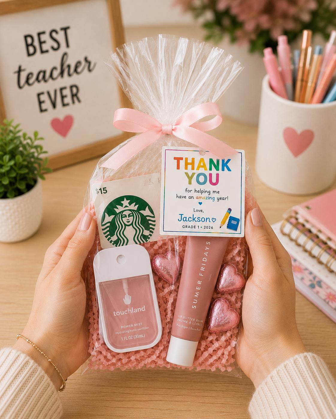 Editable Pink and Blue Teacher Thank You Gift Tag Bundle preview 7