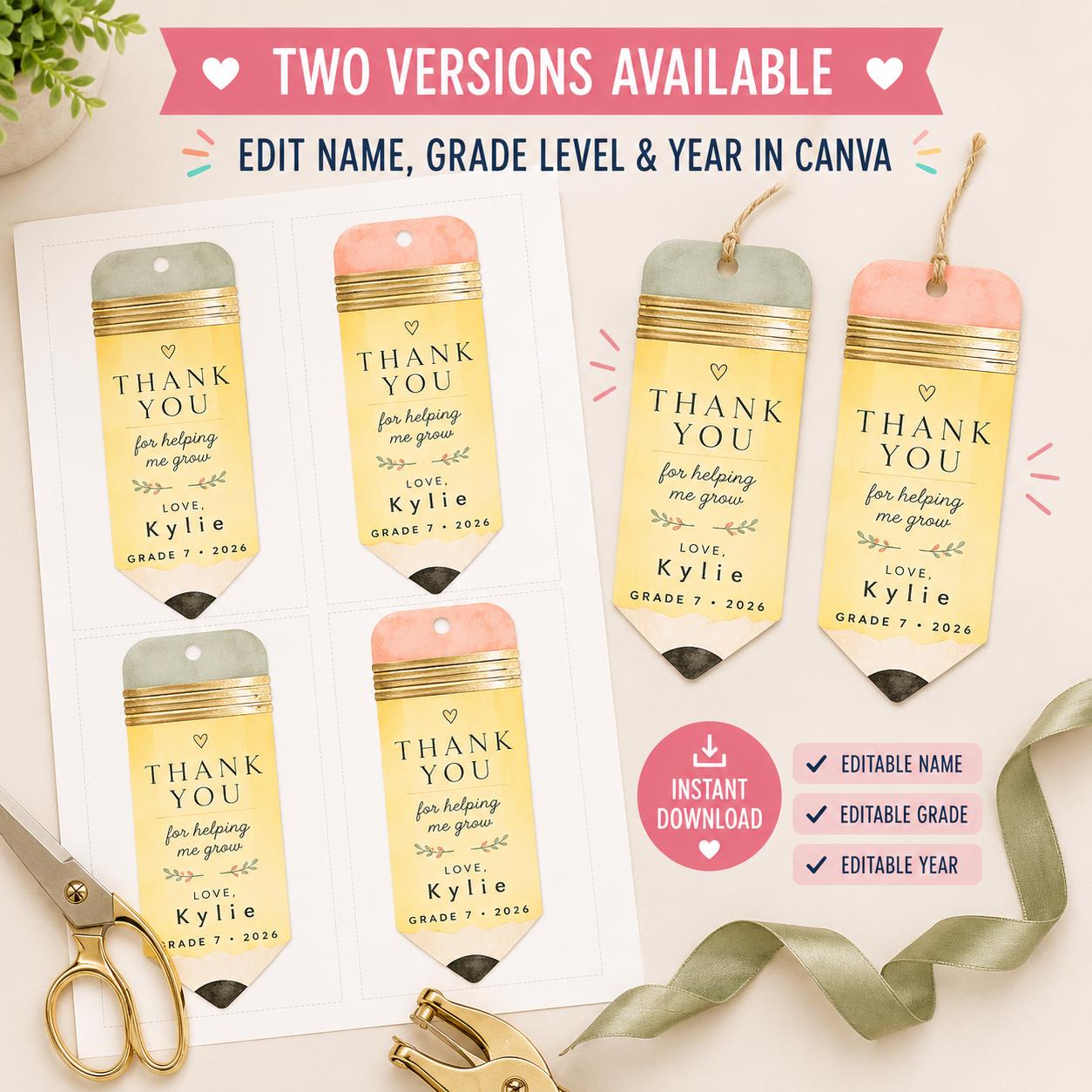 Editable Peach Teacher Thank You Gift Tag preview 3
