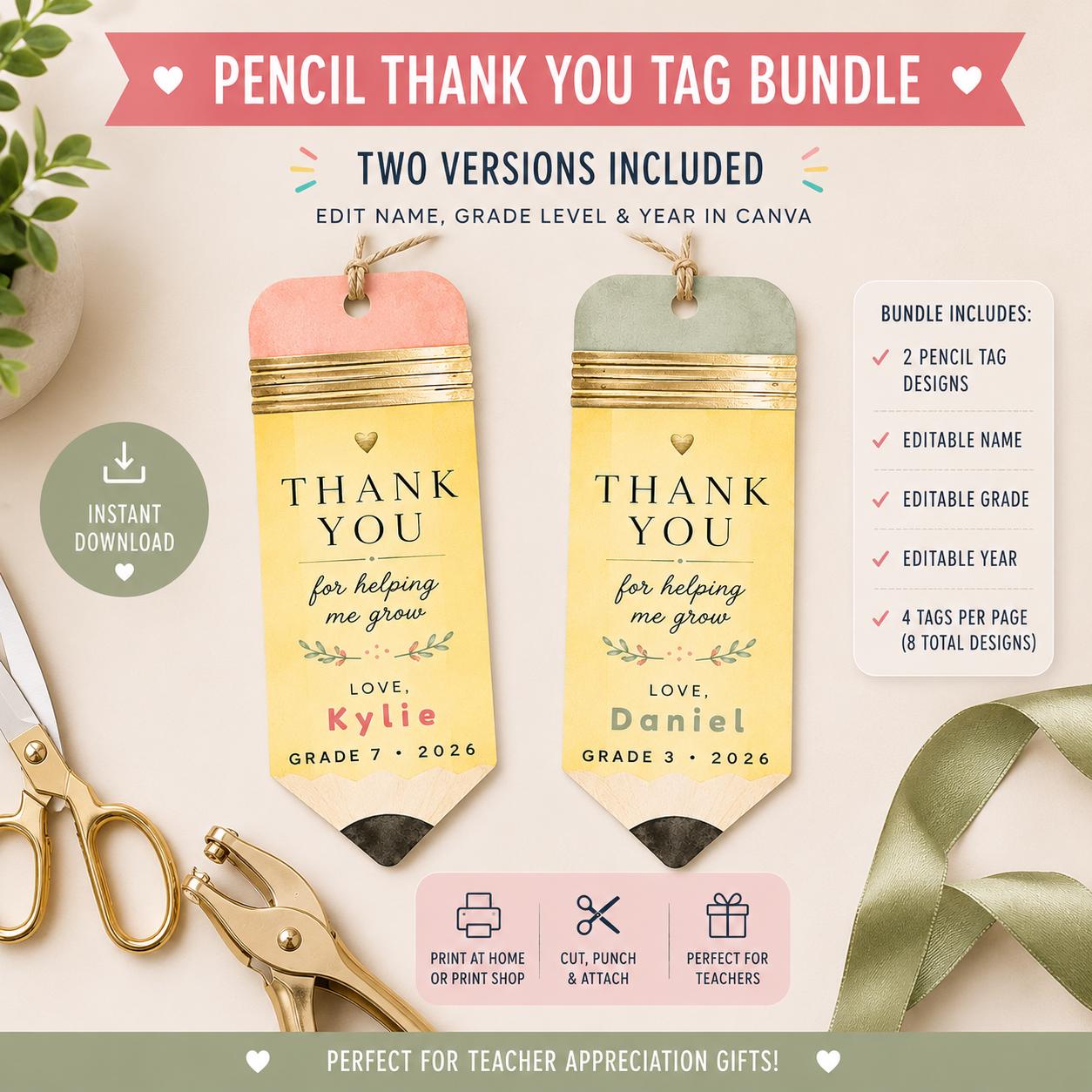 Pencil Teacher Thank You Tags preview 5