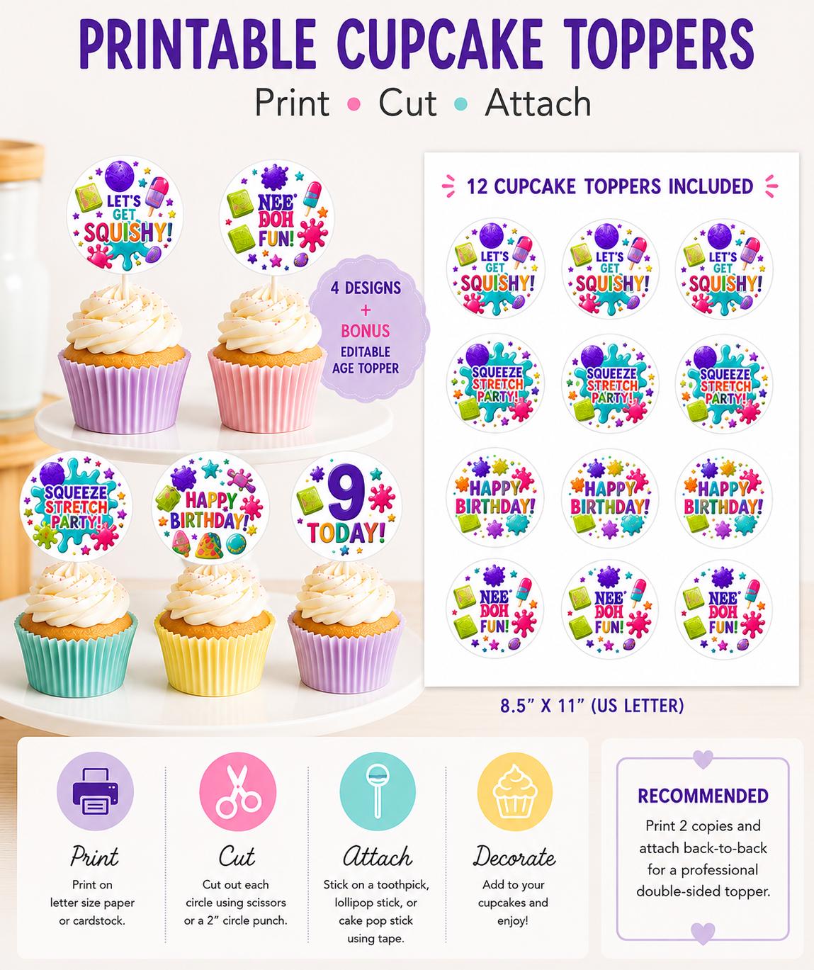 Needoh Squishy Birthday Cupcake Toppers preview 6