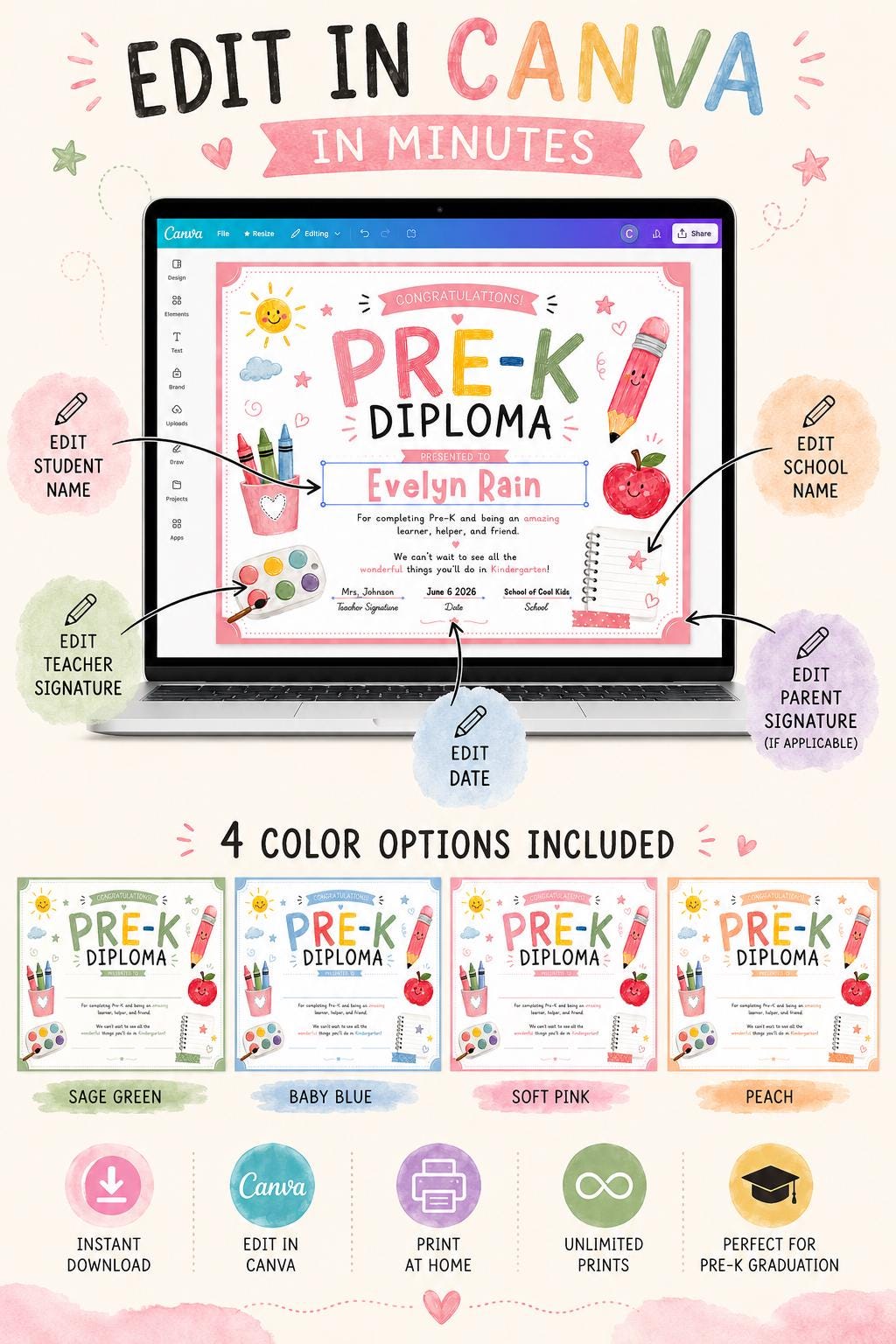 Editable Pre-K Diploma Bundle preview 4