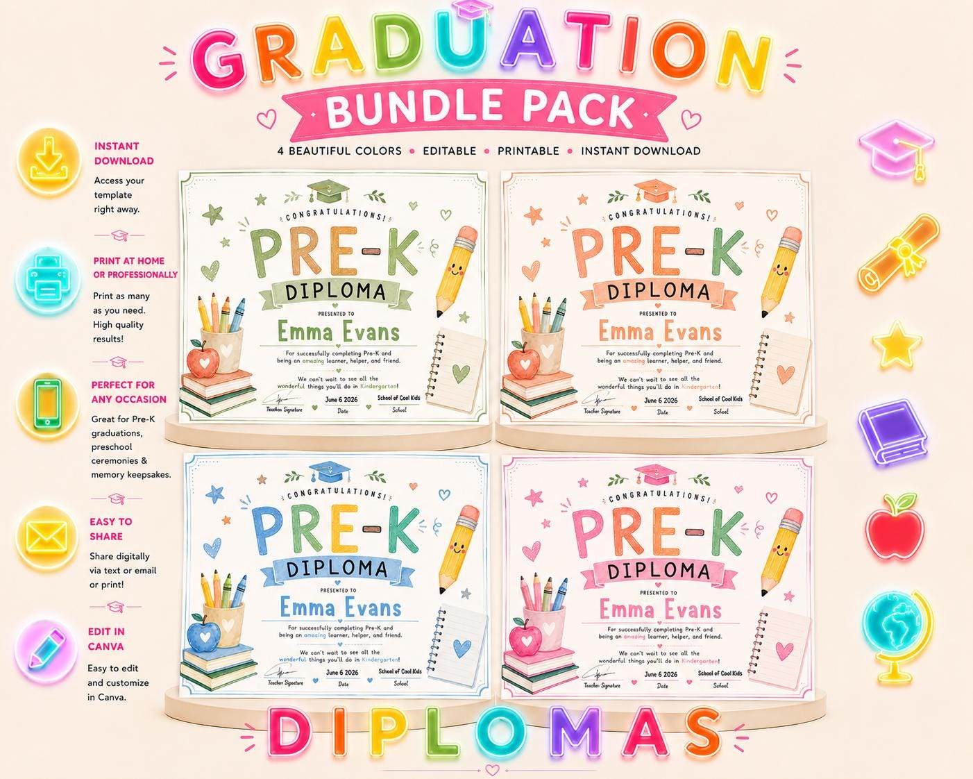 Editable Pre-K Diploma Bundle preview 2