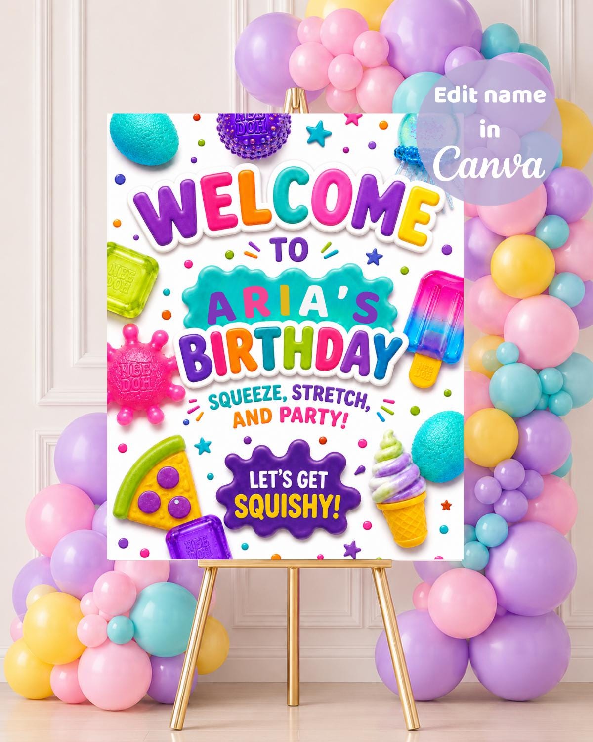 NeeDoh Squishy Birthday Welcome Sign digital product