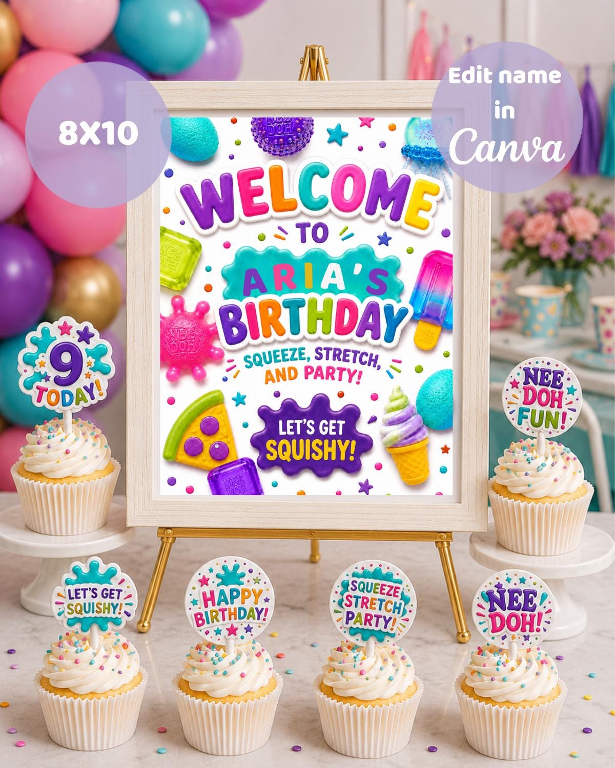 NeeDoh Squishy Birthday Welcome Sign preview 3