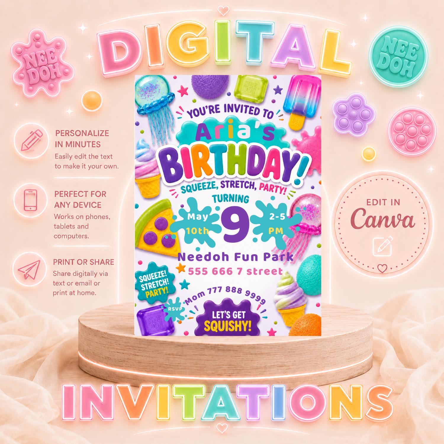 Squishy Birthday Invitation digital product