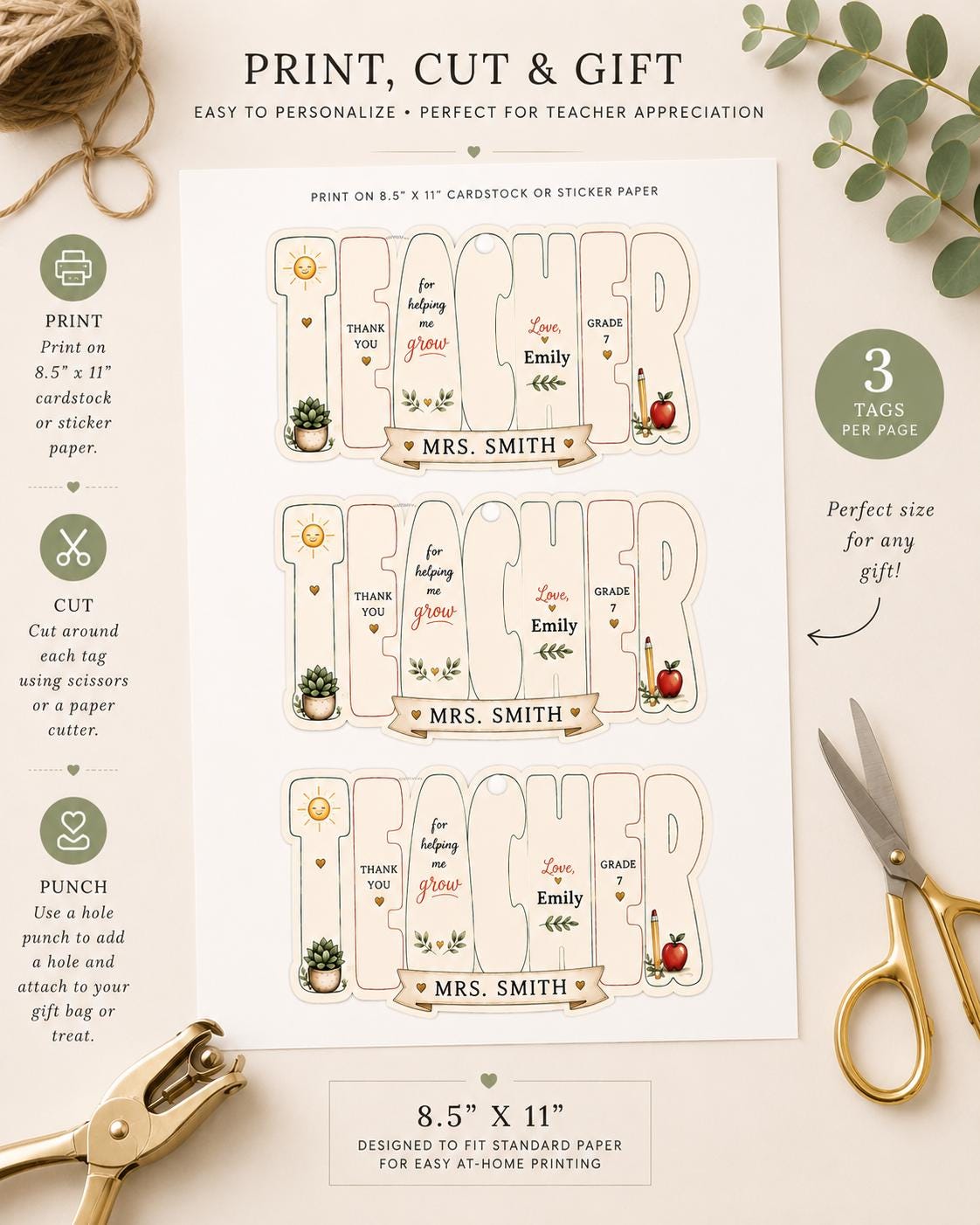 Editable Teacher Thank You Gift Tag preview 5