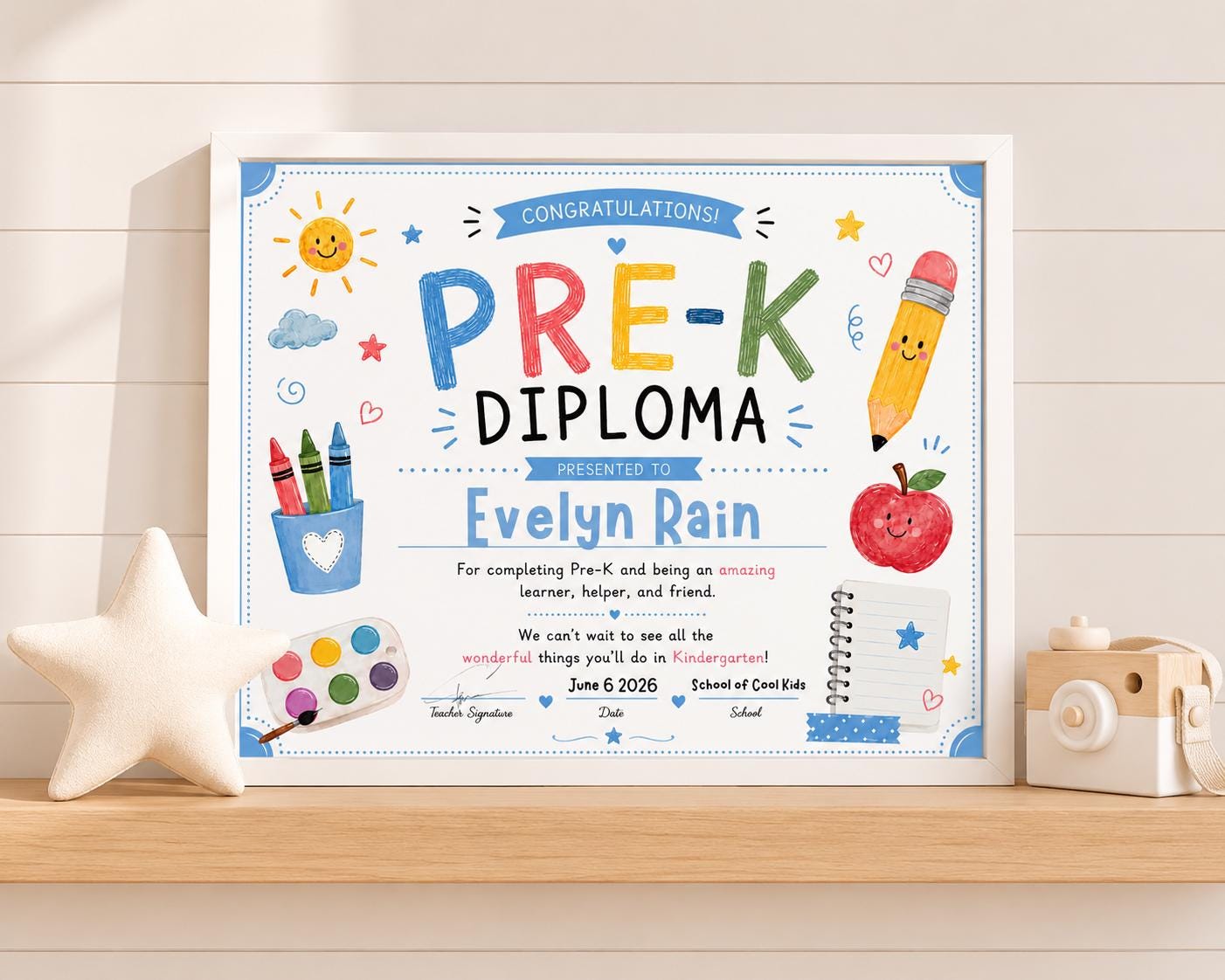Editable Blue Pre-K Diploma digital product