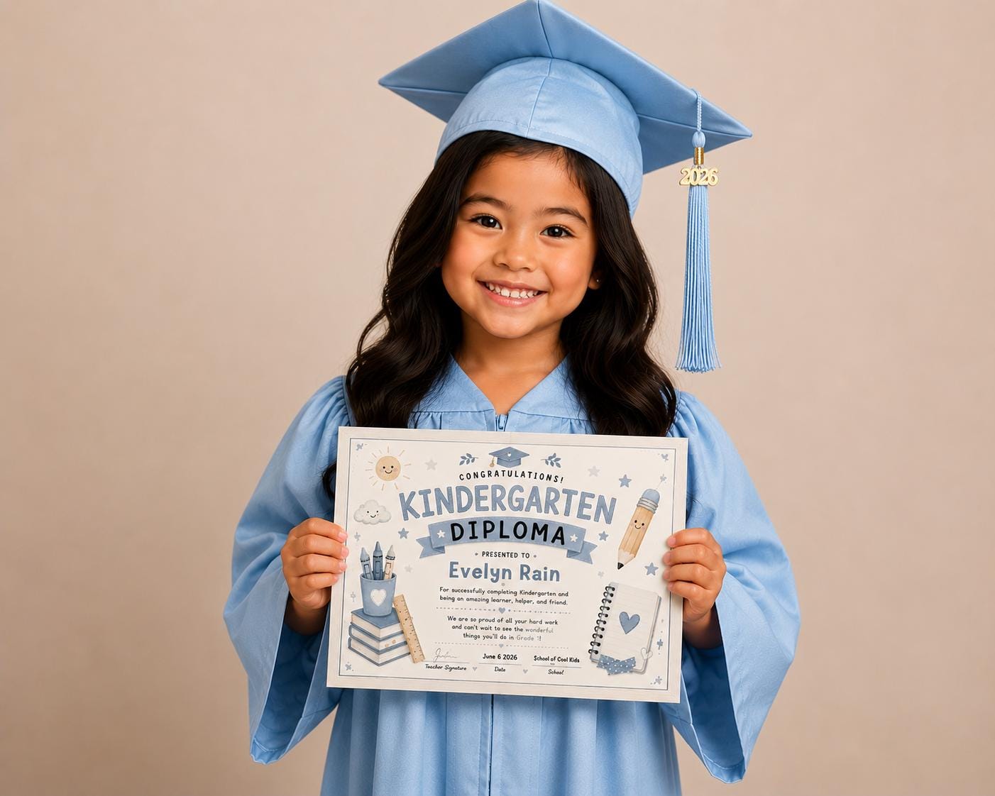 Editable Blue Kindergarten Diploma preview 2