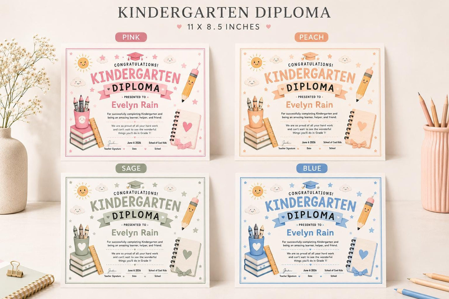 Editable Blue Kindergarten Diploma preview 5