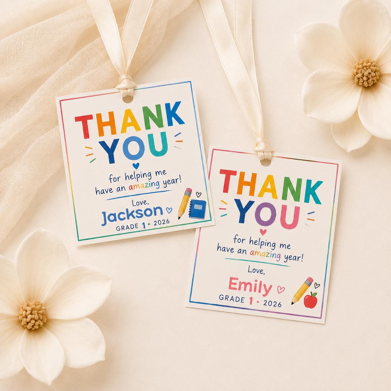 Editable Pink and Blue Teacher Thank You Gift Tag Bundle preview 2