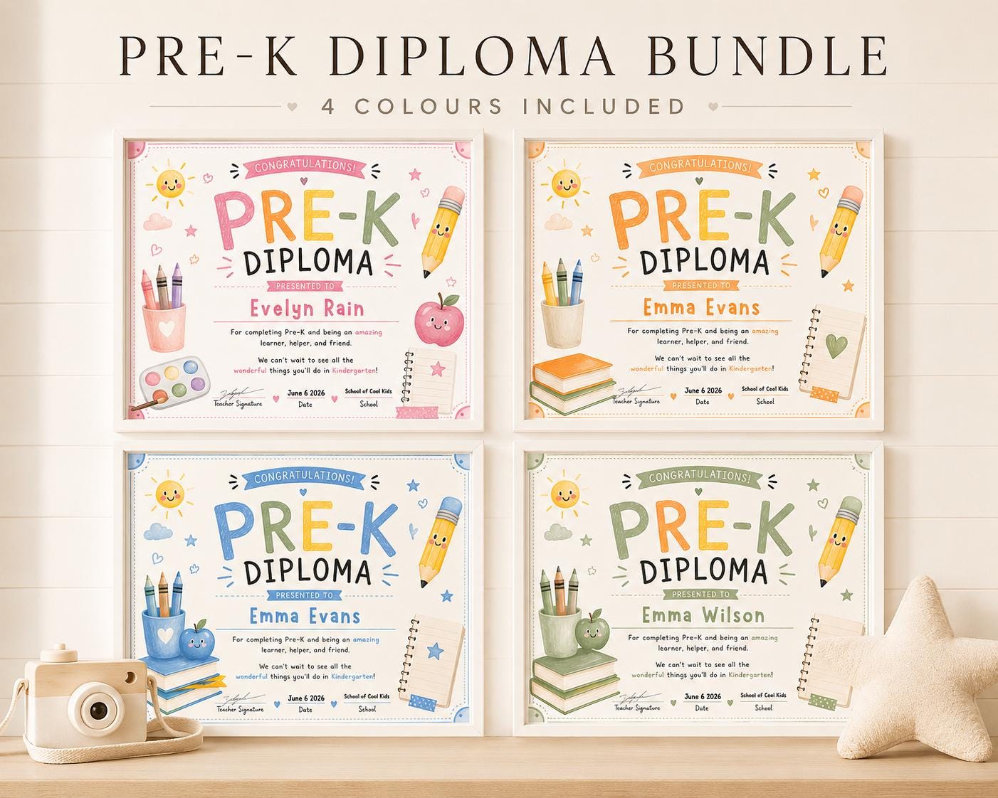 Editable Pre-K Diploma Bundle digital product