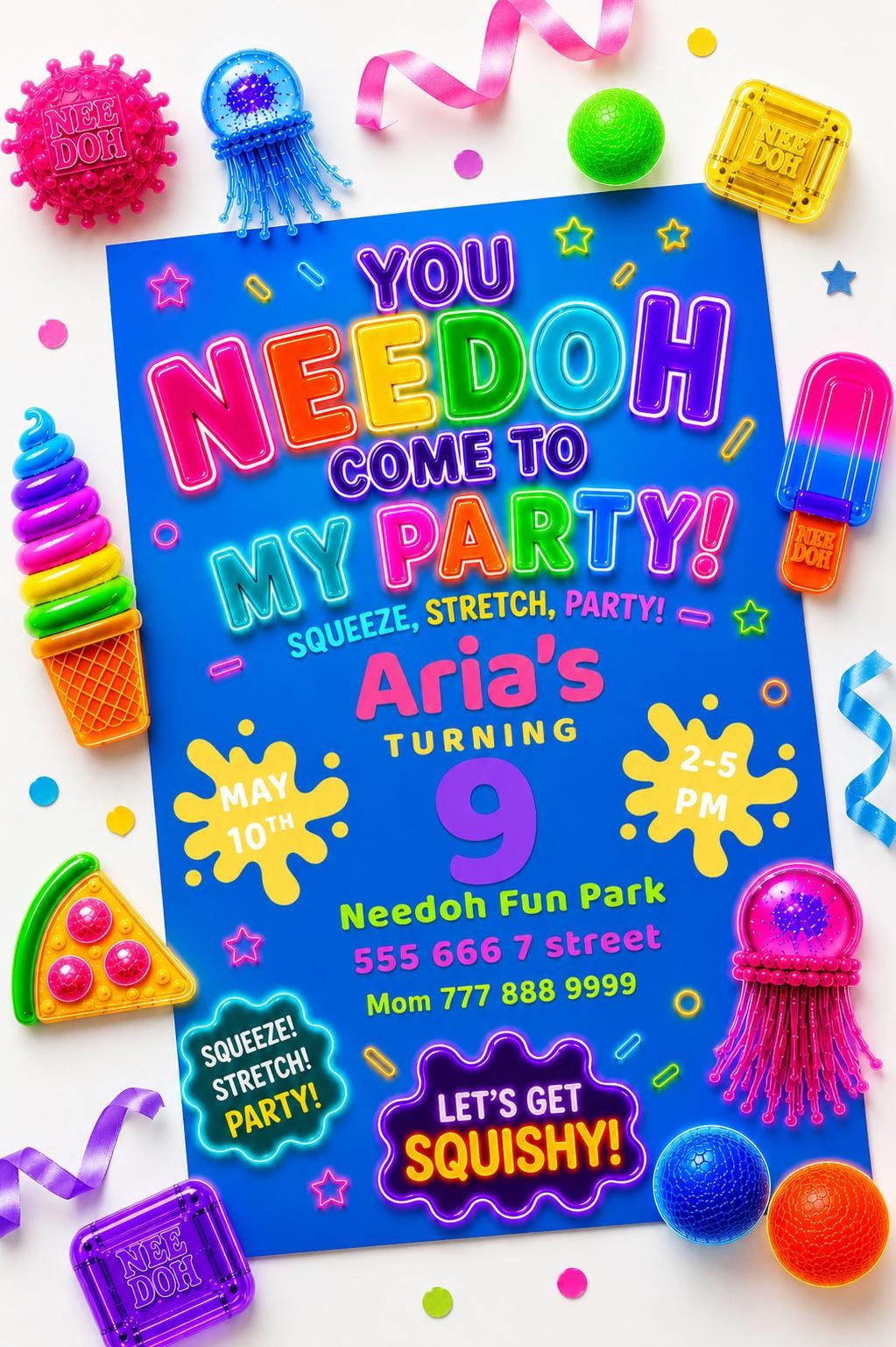 Squishy Stress Ball Birthday Invitation digital product
