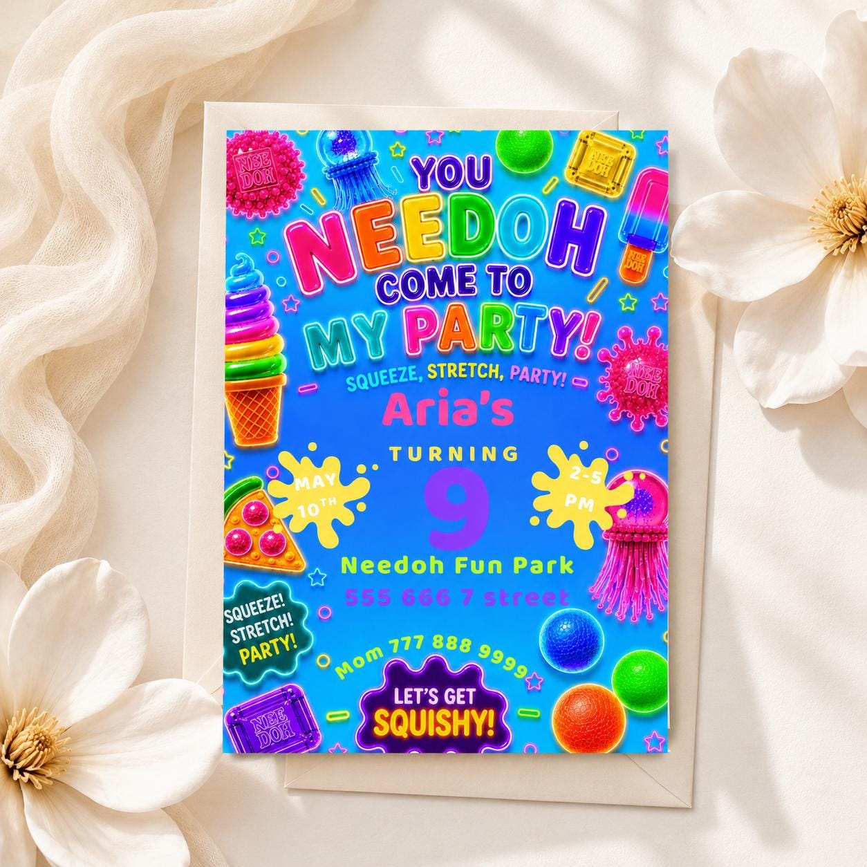 Squishy Stress Ball Birthday Invitation preview 2