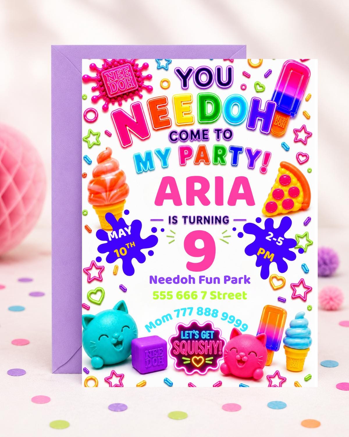 NeeDoh Squishy Birthday Invitation digital product