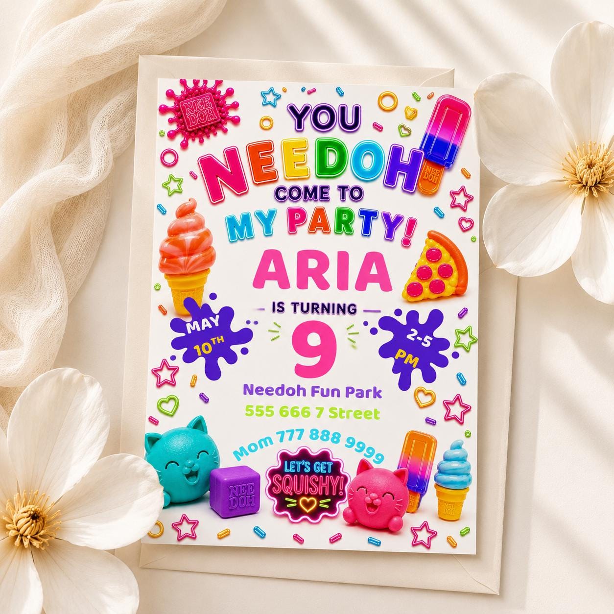NeeDoh Squishy Birthday Invitation preview 2