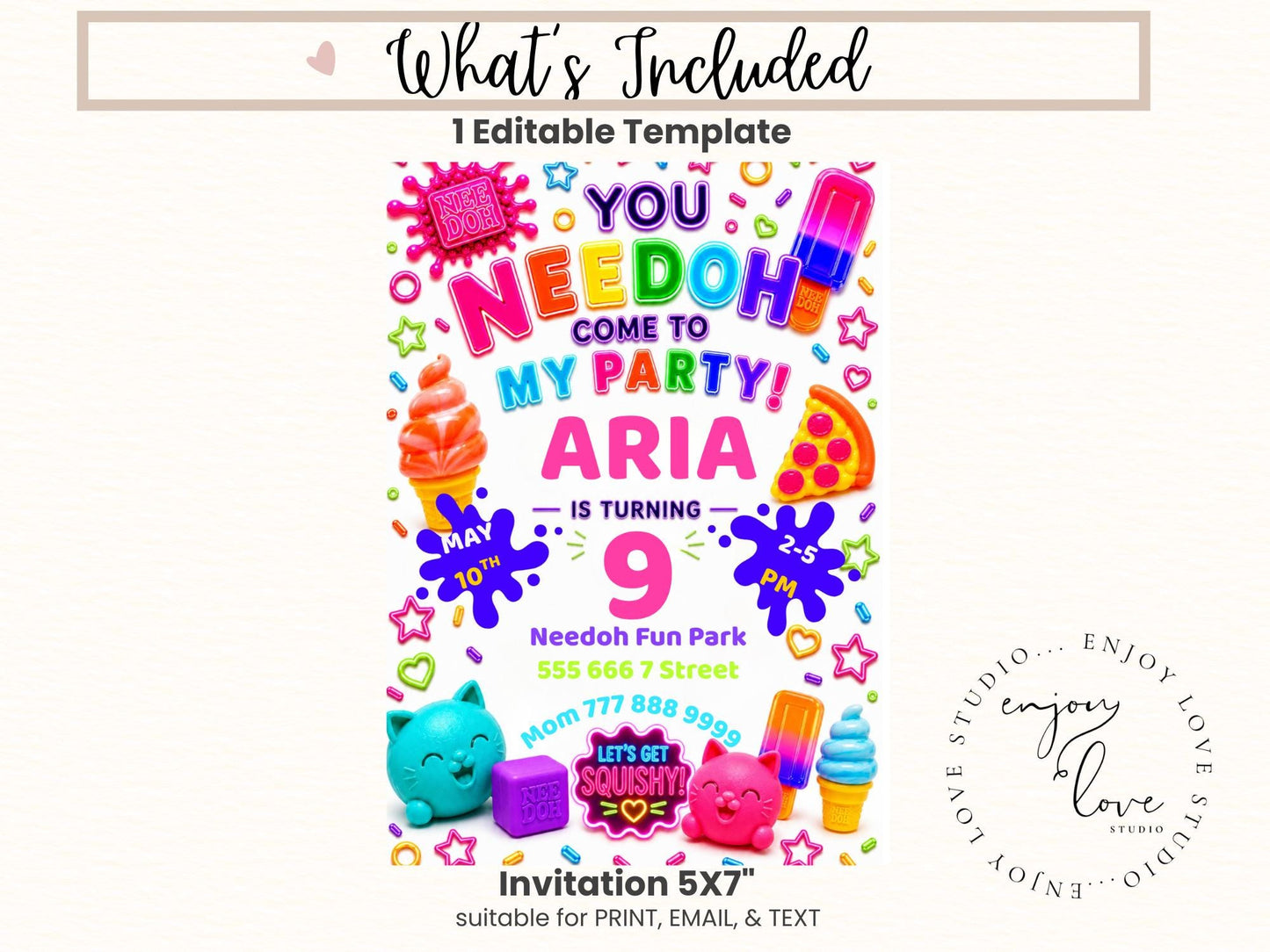 NeeDoh Squishy Birthday Invitation preview 6