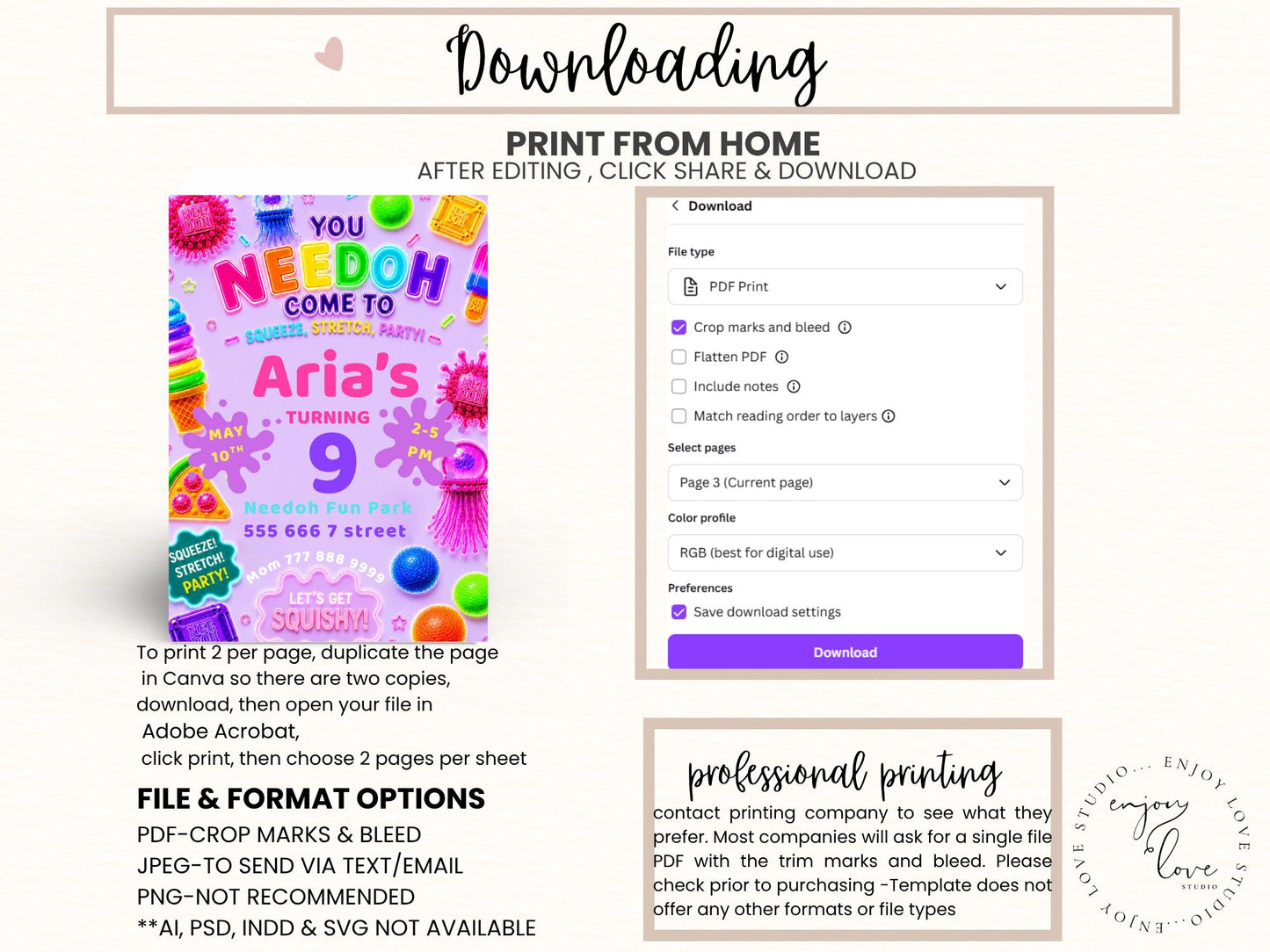 Editable Purple Squishy Birthday Invitation preview 8