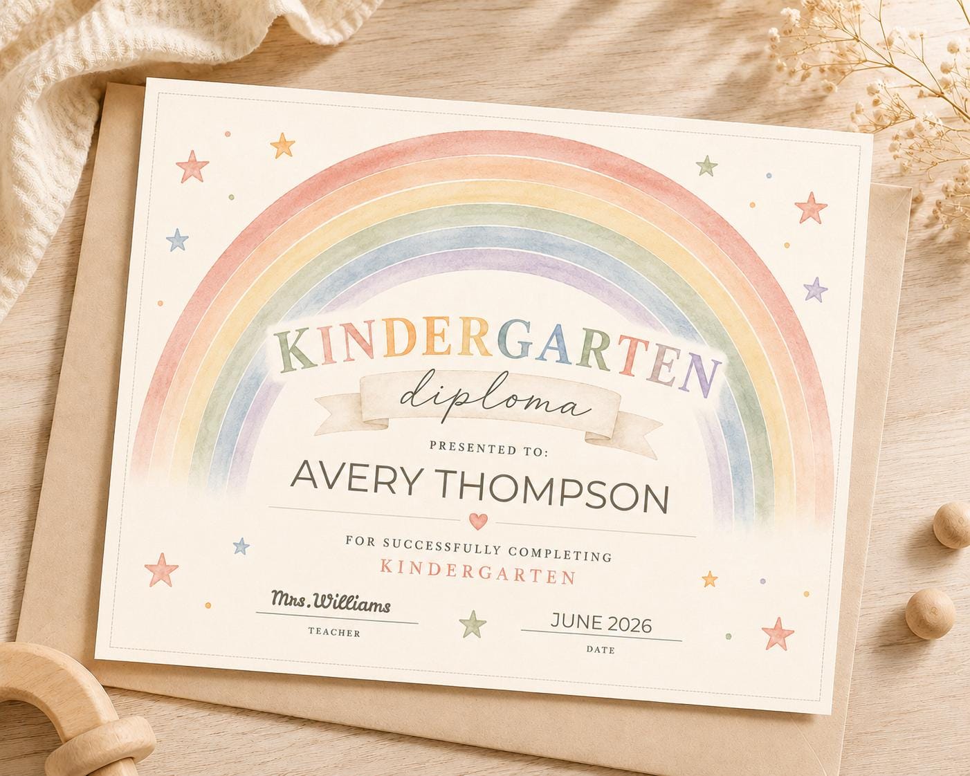 Editable Kindergarten Rainbow Diploma preview 2