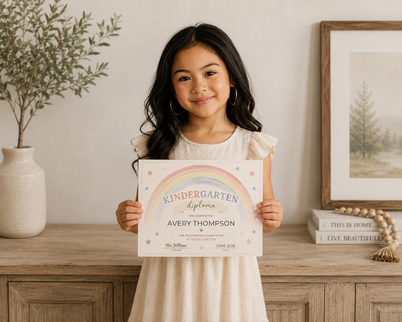 Editable Kindergarten Rainbow Diploma preview 4