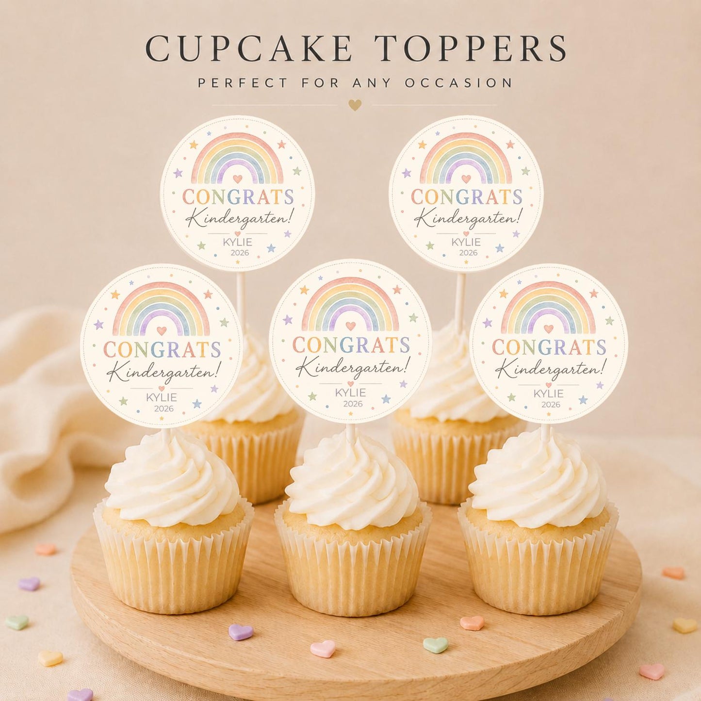 Editable Kindergarten Graduation Cupcake Toppers preview 2